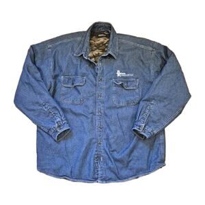 Vintage Wolverine Men 2XLT Denim Button-Up Jacket Camo Fleece Lined Workwear